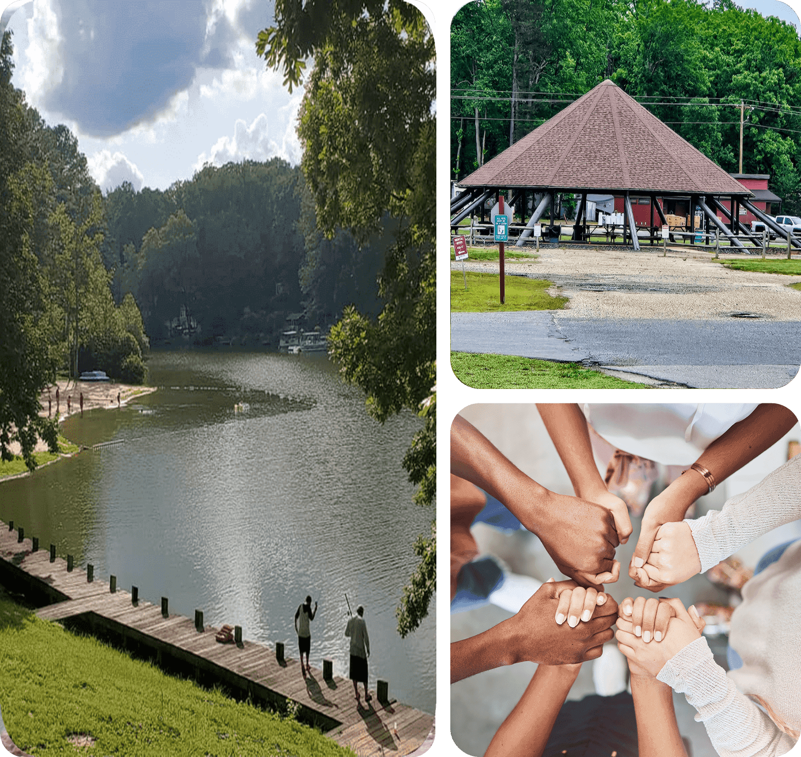 Group-62-new-remadepng (1) A collage of people holding hands in front of a lake.